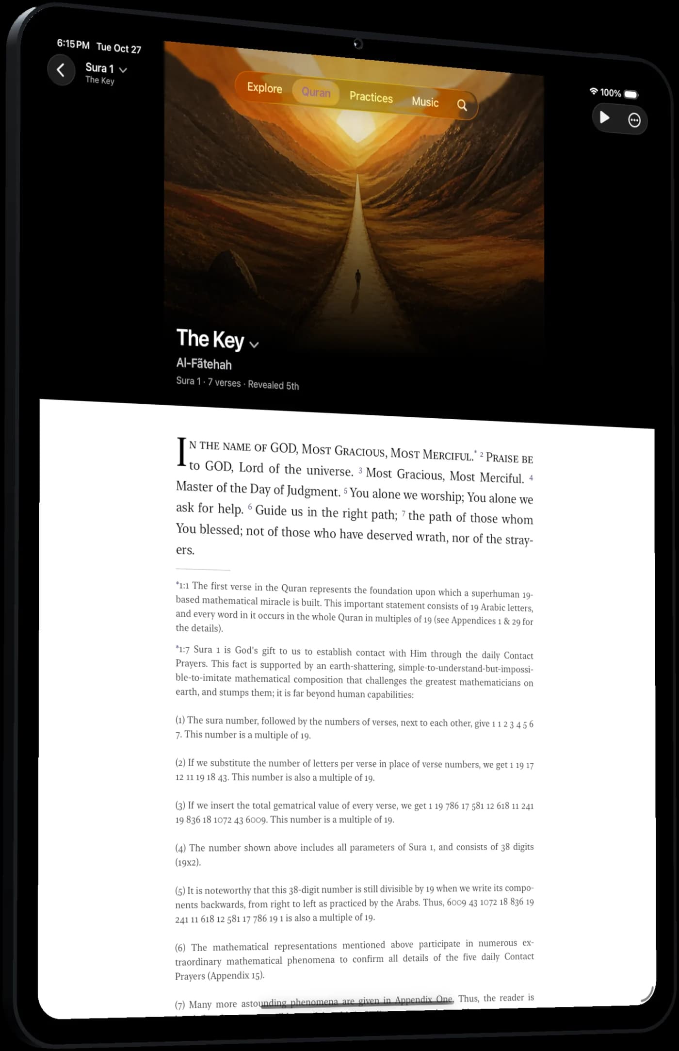 A sura open on iPad