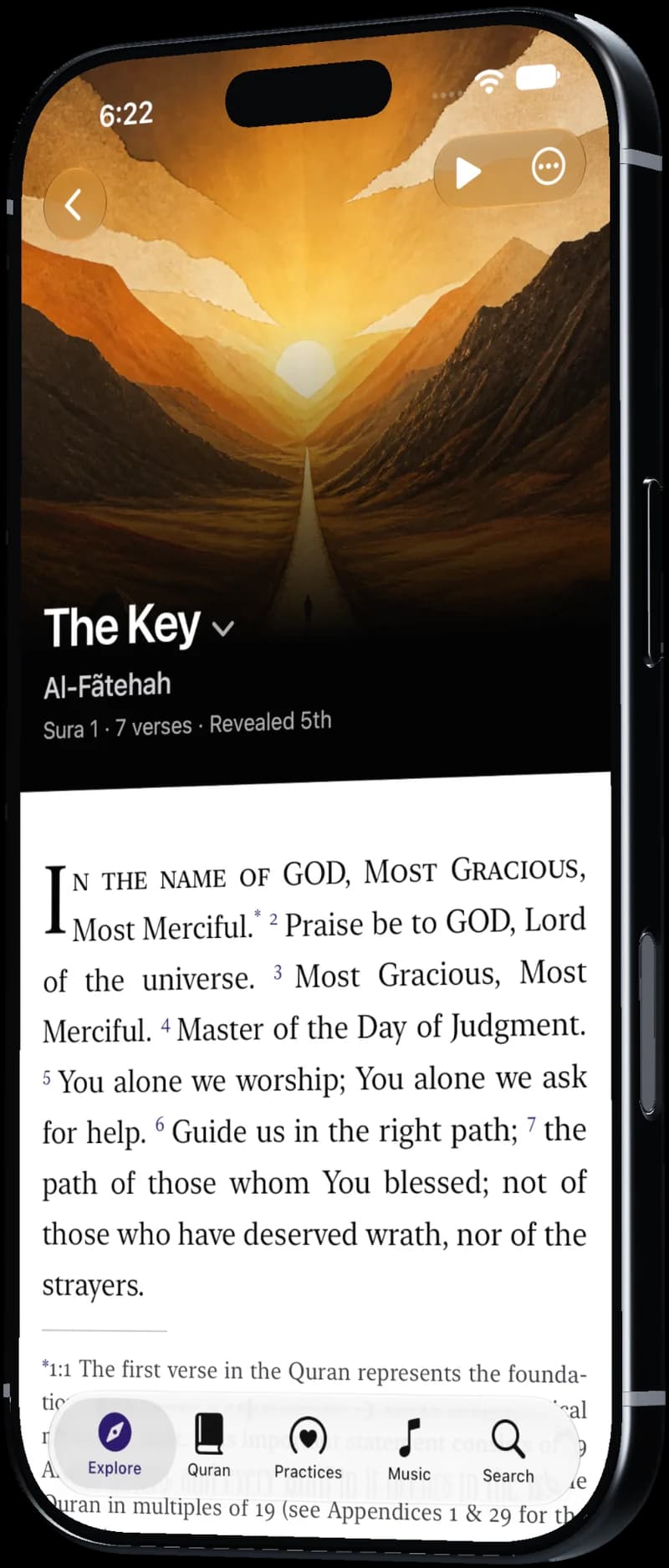A sura open on iPhone