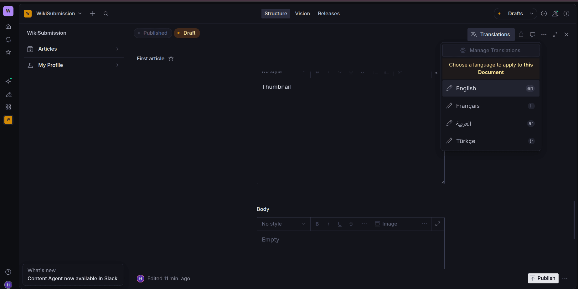 Setting the language
